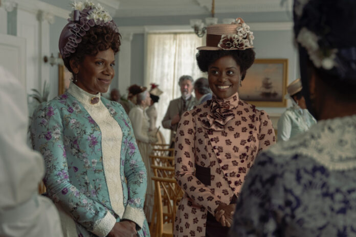 Audra McDonald and Denée Benton in period costumes as characters from The Gilded Age Season 3 on HBO