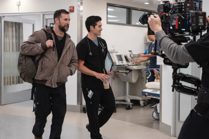 Image of Noah Wyle and Ken Kirby on the set of 'The Pitt' Season 2 slated to return to Max in January 2026