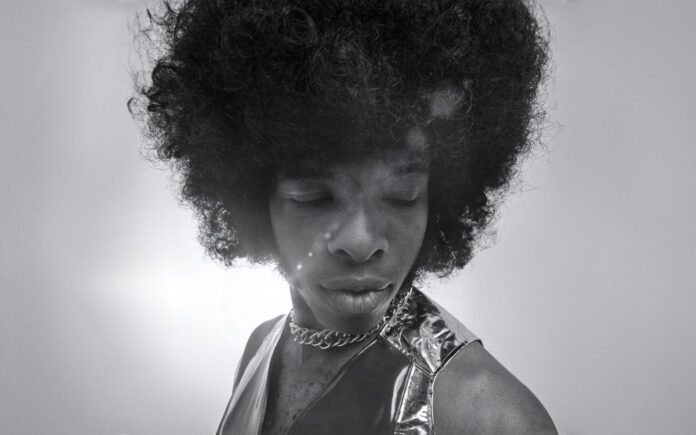 Black and white photo of Sly Stone