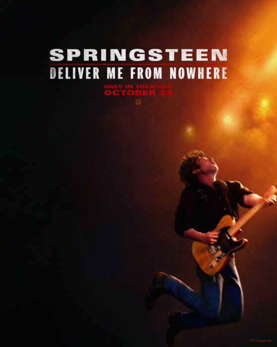 Jeremy Allen White as Bruce Springsteen in Springsteen: Deliver Me From Nowhere key art for the 20th Century Studios film.