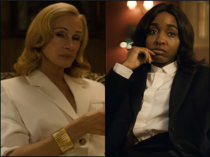 Julia Roberts and Ayo Edebiri in a scene from 'After The Hunt,' Amazon MGM Studios' psychological thriller.