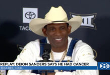 Deion Sanders Reveals Bladder Cancer Battle, Says He’s Now ‘Cured’ And Ready To Coach Colorado Deion Sanders at Colorado press conference after bladder cancer recovery