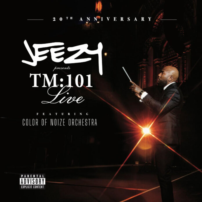 Jeezy TM:101 Live single cover featuring symphonic design elements honoring Thug Motivation 101’s 20th anniversary