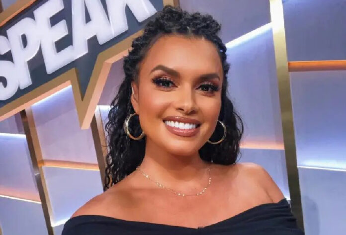 Joy Taylor on the FS1 set of Speak before the show's reported cancellation and her exit from Fox Sports