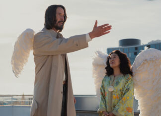 Keanu Reeves Is A Clueless Angel In ‘Good Fortune’—Watch The New Lionsgate Trailer Keanu Reeves as Gabriel and Sandra Oh as Martha in a scene from Good Fortune.