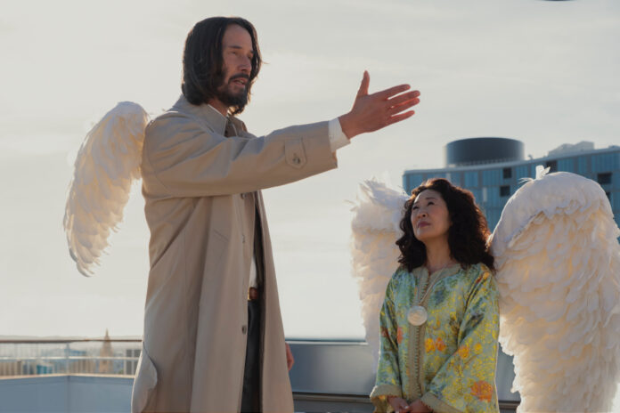 Keanu Reeves as Gabriel and Sandra Oh as Martha in a scene from Good Fortune.