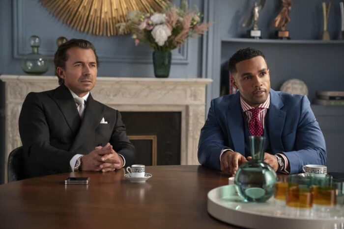 William Abadie as Antoine Lambert, Lucien Laviscount as Alfie in Emily in Paris.