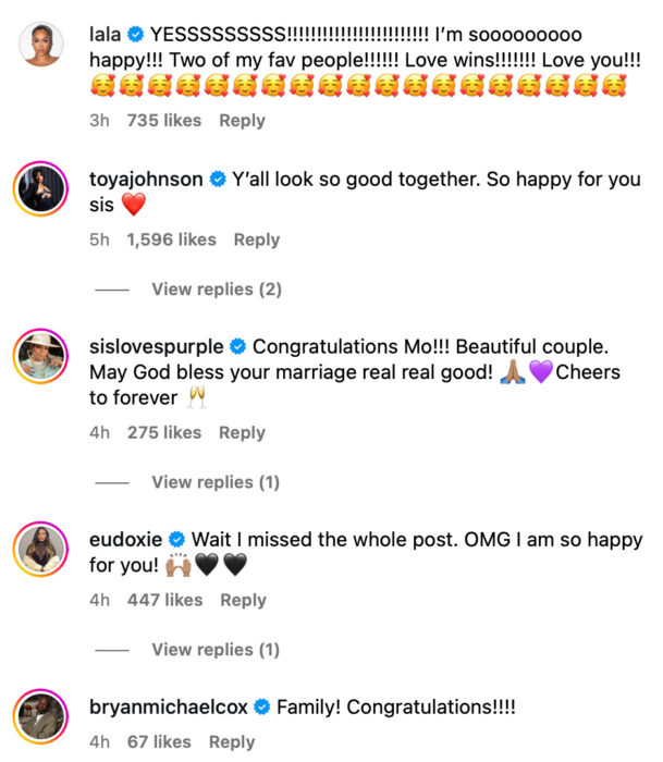 Monica Denise's celebrity friends congratulate her.