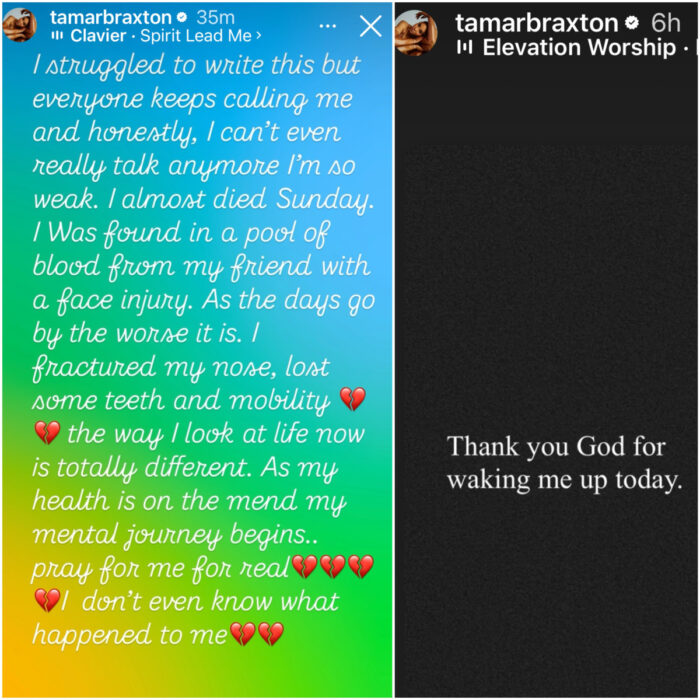 Tamar Braxton Instagram Story posts