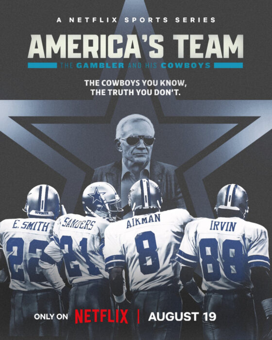 Jerry Jones and Dallas Cowboys team in Netflix sports documentary America’s Team The Gambler And His Cowboys