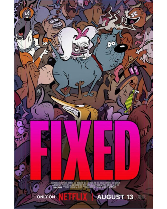 Animated dog characters from Netflix adult animated comedy Fixed