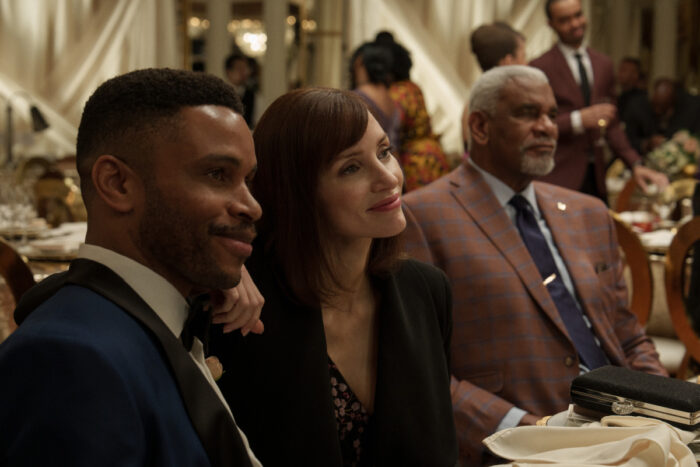 Jessica Chastain and Nnamdi Asomugha in Episode 5 of "The Savant" on Apple TV+