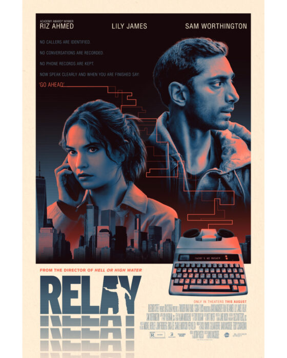 Key art for Relay (2025), thriller about a corporate payoff broker breaking his own rules to protect a client’s life.