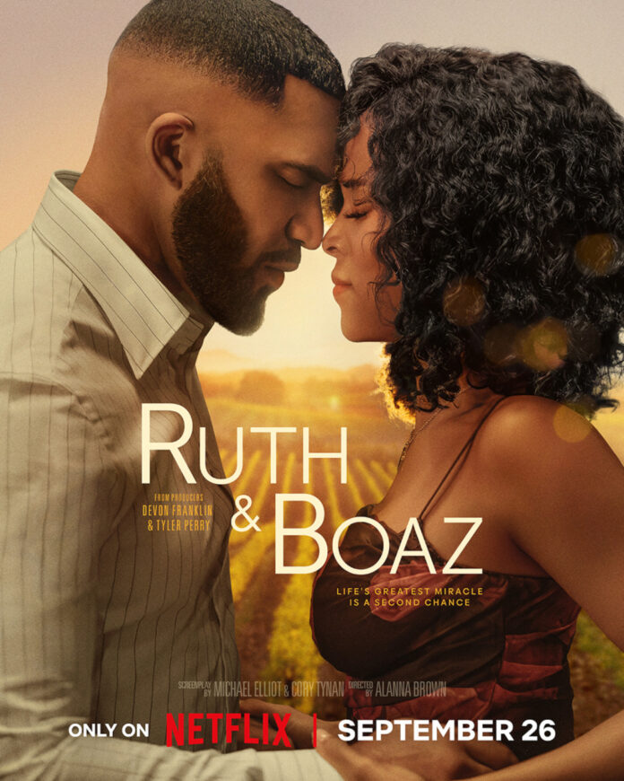 The official key art for the forthcoming Netflix film, Ruth & Boaz.