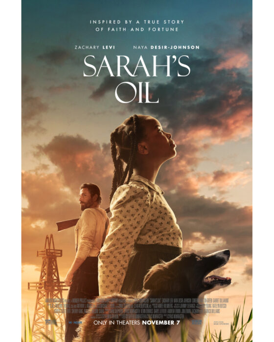 Official poster for Sarah’s Oil featuring Naya Desir-Johnson as Sarah Rector, highlighting the inspiring true story of an 11-year-old Black oil millionaire in early 1900s Oklahoma
