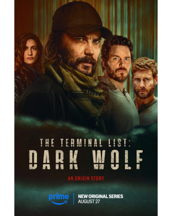 Intense action poster for The Terminal List: Dark Wolf on Prime Video, starring Chris Pratt in a high-stakes military thriller.