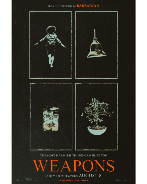 Key art for Weapons (2025), mystery‑thriller about the disappearance of nearly an entire class of schoolchildren.