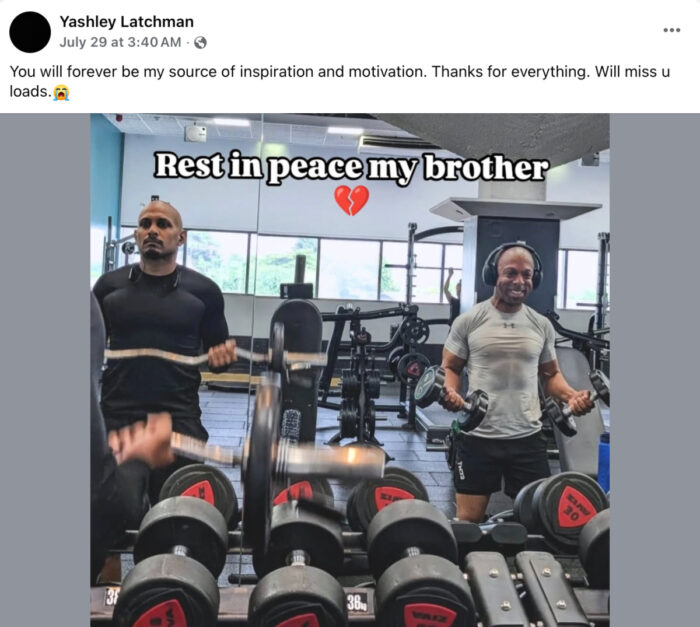 Yashley Latchman pays tribute to his brother Martyn Latchman