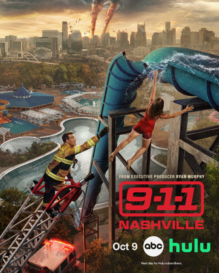 Key art for ABC series "9-1-1: Nashville" featuring cast of first responders ahead of the October 9 premiere