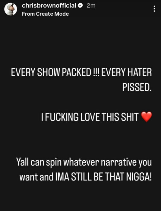 Chris Brown speaks out about his haters on IG Story