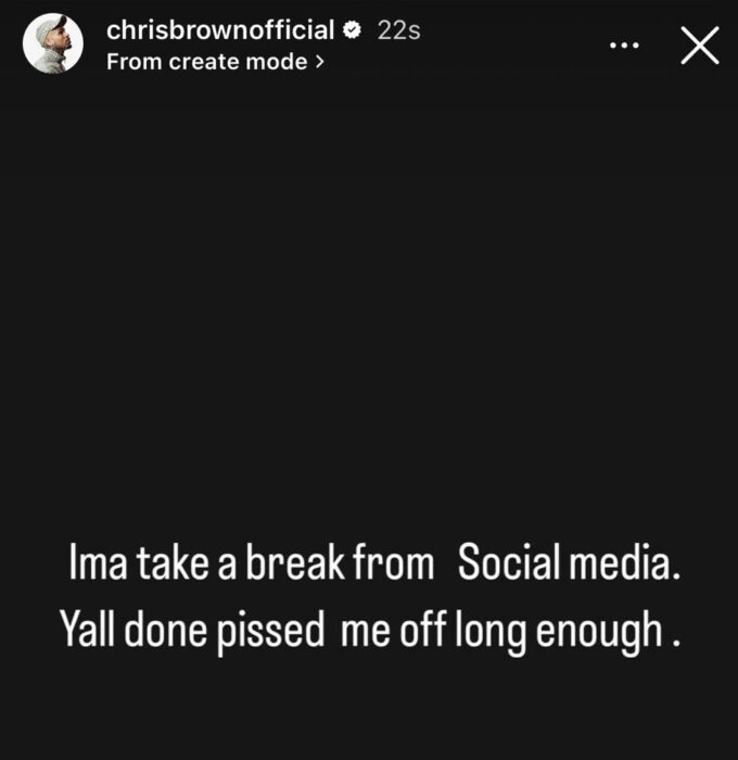 Chris Brown announces social media break amid colorist allegations