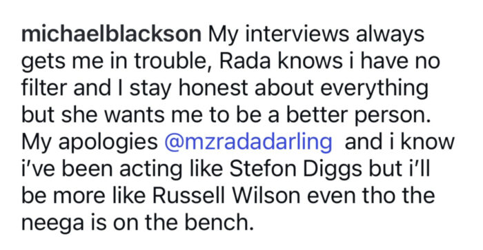Michael Blackson apology to Rada Darling