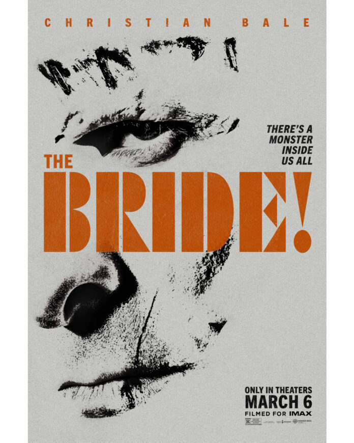 The official teaser poster for 'The Bride' in theaters March 2026