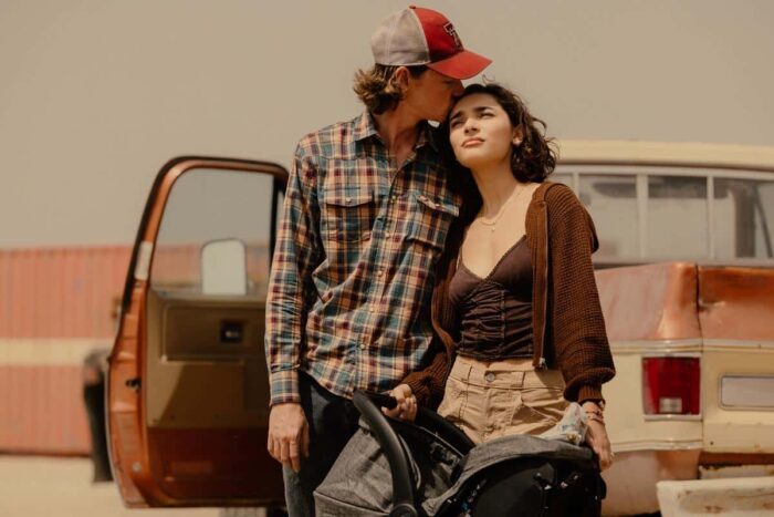 Jacob Lofland as Cooper Norris and Paulina Chavez as Ariana in Landman Episode 1 Season 2