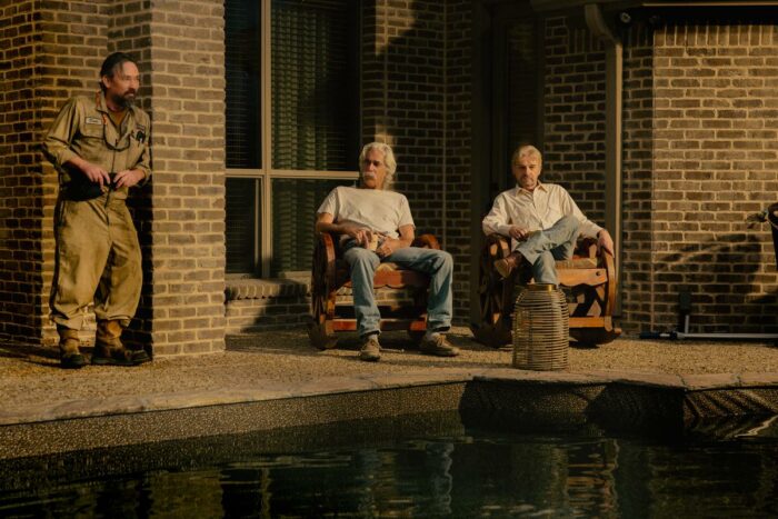 James Jordan as Dale, Sam Elliott as T.L., and Billy Bob Thornton as Tommy in Landman Episode 10 Season 2