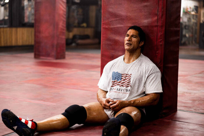 Dwayne Johnson as Mark Kerr in A24's 'The Smashing Machine' - now playing in theaters.