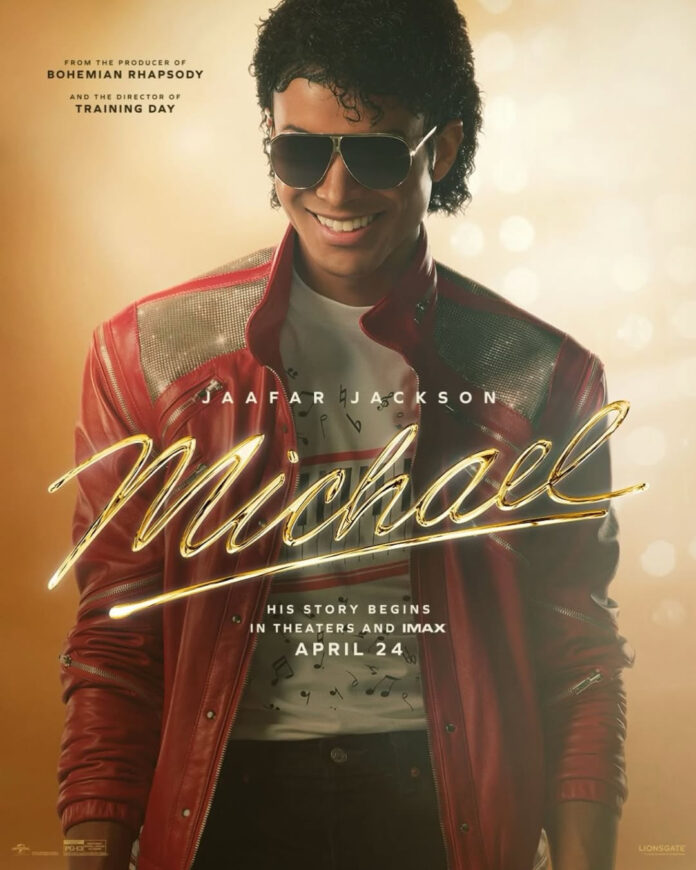 Official movie poster for “Michael” (2026) featuring Jaafar Jackson as Michael Jackson in the upcoming biopic directed by Antoine Fuqua