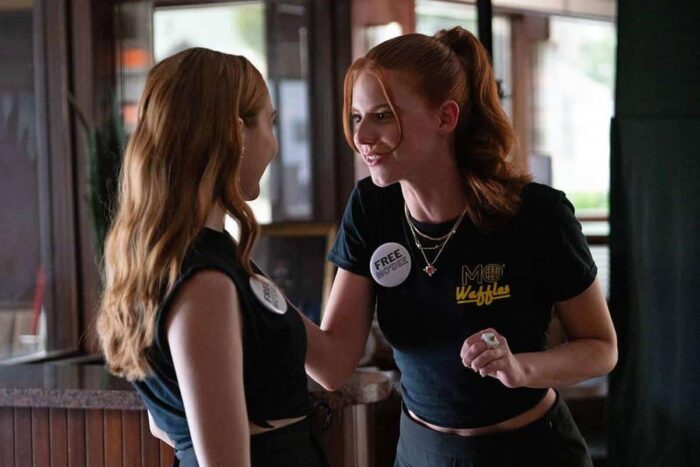 First look photo from Tubi’s “Mo’ Waffles” featuring the cast inside the Atlanta diner