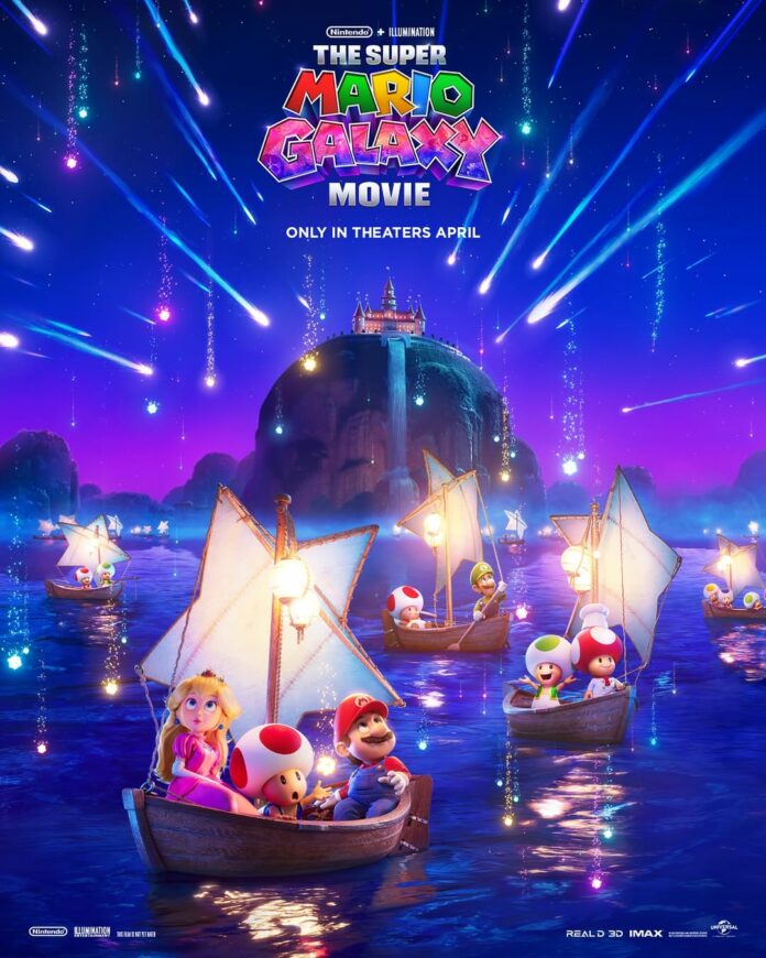 Mario and Peach blast off in “The Super Mario Galaxy Movie,” the 2026 sequel to Nintendo and Universal’s box office smash hit.