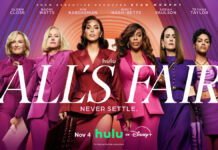 15 Totally Accurate Tweets About ‘All’s Fair’ On Hulu Key art for Hulu’s All’s Fair featuring Kim Kardashian, Naomi Watts, Niecy Nash-Betts, and Teyana Taylor