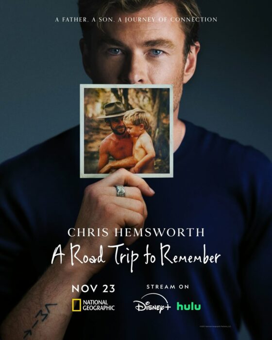 Key art for Disney Plus documentary “Chris Hemsworth: A Road Trip to Remember” streaming November 24, 2025