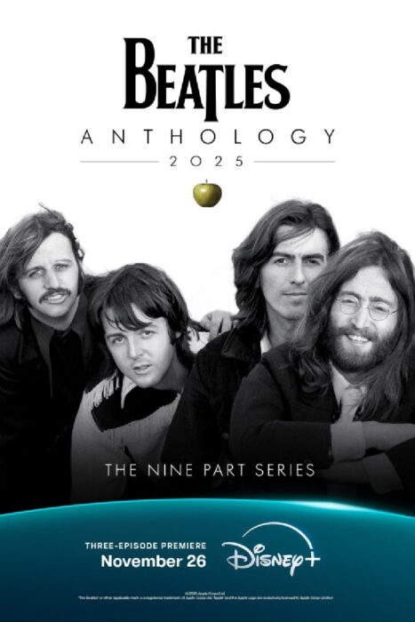Key art for restored documentary series “The Beatles Anthology” streaming on Disney Plus November 26, 2025