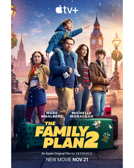 The Family Plan 2 Apple TV+ key art with Mark Wahlberg and cast
