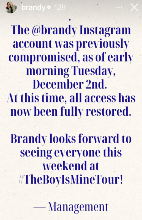 Brandy’s team says her Instagram was compromised after bizarre comments appeared online. See what happened and decide if the explanation adds up.