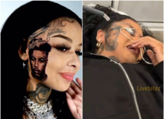 Chrisean Rock Weeps & Wails While Removing Blueface Face Tattoo: ‘That’s What I Get’ Chrisean Rock shared an emotional video removing her Blueface face tattoo, breaking down in tears as Blueface flaunted a new girlfriend’s tattoo.