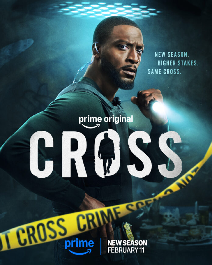 Key art for the “Cross” Season 2 trailer on Prime Video featuring Aldis Hodge as Alex Cross.
