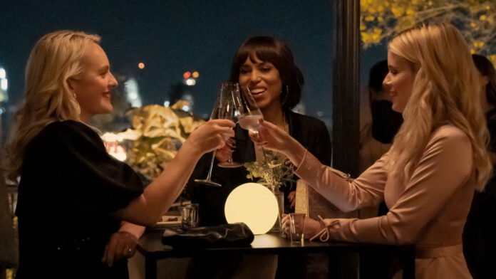 Elisabeth Moss and Kerry Washington in a first-look image from Apple TV’s psychological thriller “Imperfect Women”