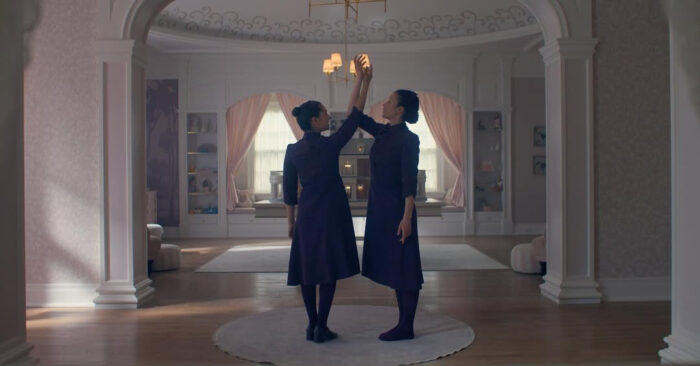Mattea Conforti and Chase Infiniti in a first look photo from Hulu’s “The Testaments.”