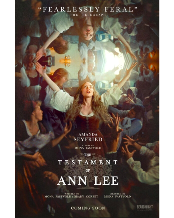 Official poster for “The Testament of Ann Lee” starring Sydney Sweeney, a Searchlight Pictures historical musical drama