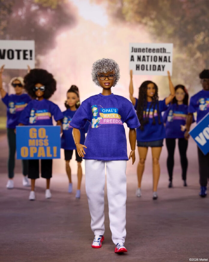 Dr. Opal Lee Barbie doll honoring the Grandmother of Juneteenth in the Barbie Inspiring Women collection