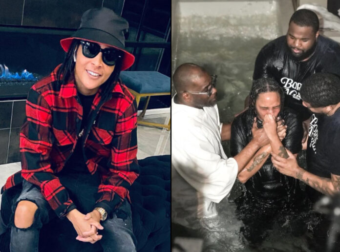 Felicia “Snoop” Pearson is baptized at New Birth Missionary Baptist Church in Stonecrest, Georgia.