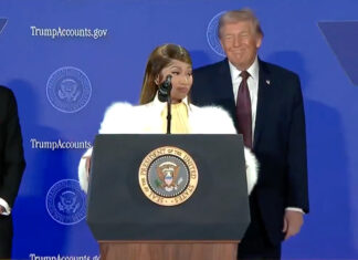 Nicki Minaj Calls Herself President Trump’s ‘Number One Fan’ (Video) Nicki Minaj speaking at a Treasury Department summit in Washington as President Donald Trump stands nearby during the launch of Trump Accounts.