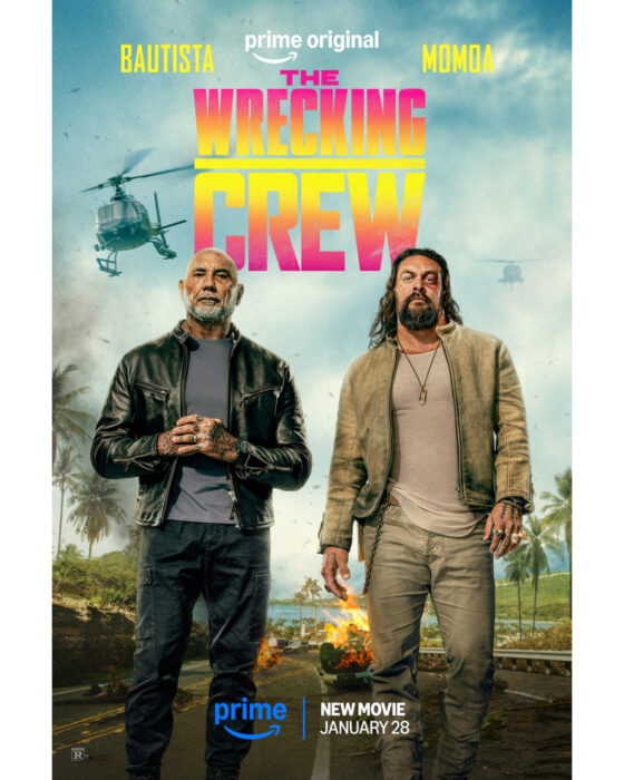 Jason Momoa and Dave Bautista star in Prime Video’s The Wrecking Crew, an action comedy about estranged brothers reunited after their father’s death.