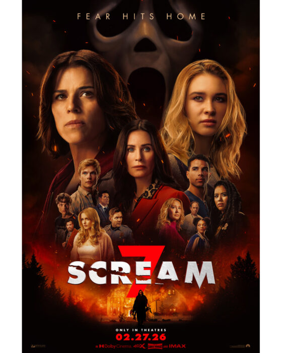 Official movie poster for Scream 7 releasing in theaters February 2026