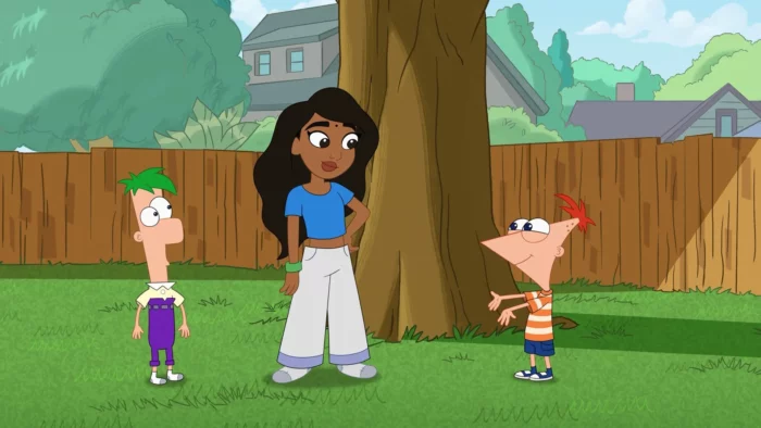 Phineas and Ferb with cartoonified celebrity guests in Disney+ animated shorts