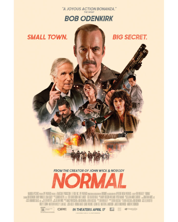 Official key art for Normal (2026) starring Bob Odenkirk as Sheriff Ulysses in the neo-Western thriller